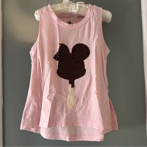 Disney Pink Mickey bar Ice Cream sequins Tank Top